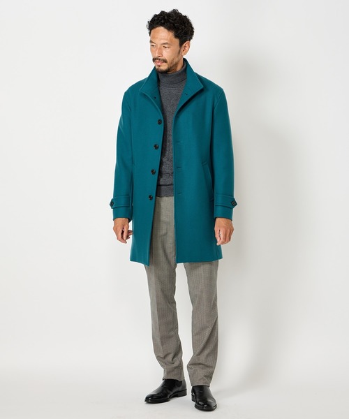 MEN'S BIGI(メンズビギ)の「Bellandiウールメルトンスタンドカラーコート(ステンカラーコート・メンズ・ベージュ/ブルー系その他/ブラック/ブラウン・03/02/01/04)」の10枚目の写真