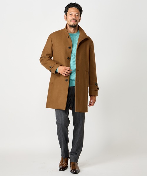 MEN'S BIGI(メンズビギ)の「Bellandiウールメルトンスタンドカラーコート(ステンカラーコート・メンズ・ベージュ/ブルー系その他/ブラック/ブラウン・03/02/01/04)」の11枚目の写真
