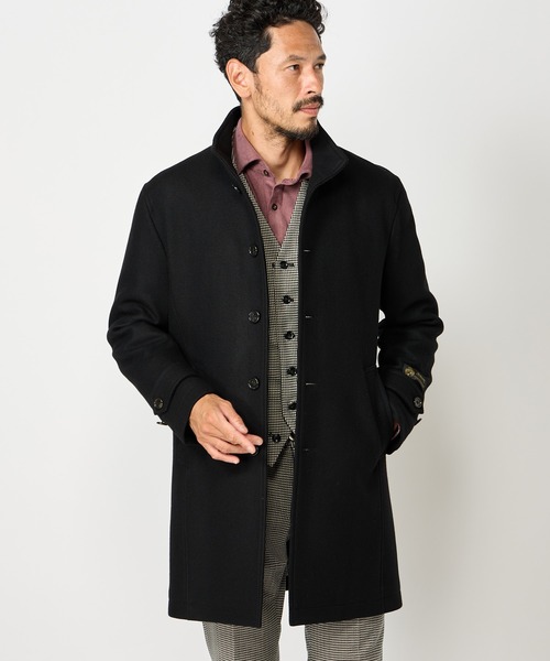 MEN'S BIGI(メンズビギ)の「Bellandiウールメルトンスタンドカラーコート(ステンカラーコート・メンズ・ベージュ/ブルー系その他/ブラック/ブラウン・03/02/01/04)」の8枚目の写真