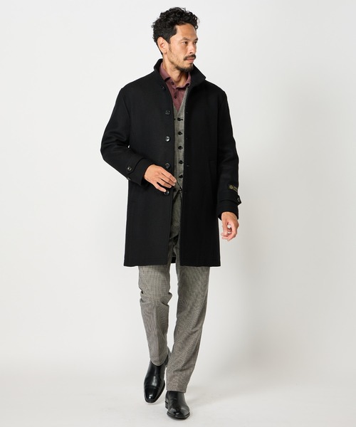 MEN'S BIGI(メンズビギ)の「Bellandiウールメルトンスタンドカラーコート(ステンカラーコート・メンズ・ベージュ/ブルー系その他/ブラック/ブラウン・03/02/01/04)」の12枚目の写真