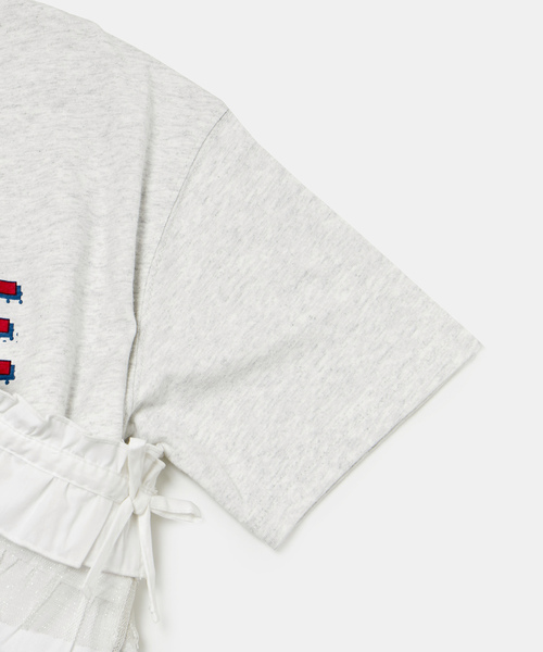 ROPE' PICNIC(ロペピクニック)の「【KIDS】チュールドッキングフリルビスチェ×ロックTシャツセット/リンクコーデ(Tシャツ/カットソー・キッズ・グレー系その他/チャコールグレー・L/M/S)」の4枚目の写真