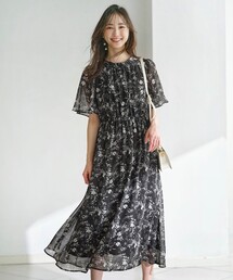 【洗える】フラワープリント ワンピース