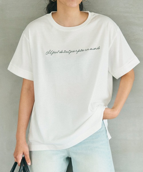 coca(coca)(コカ)の「【WEB限定セール】刺繍ロゴサイドスリットTシャツ(Tシャツ/カットソー・レディース・C/D/A/B・M/L)」の2枚目の写真