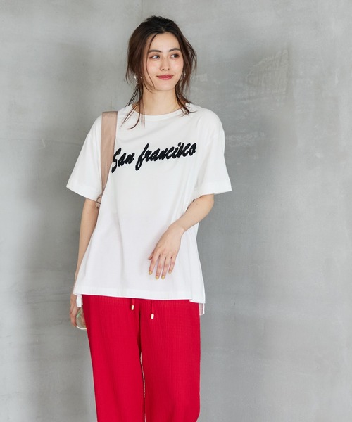 刺繍ロゴサイドスリットTシャツ（Tシャツ/カットソー）｜coca