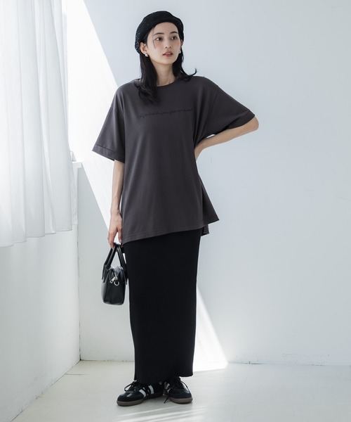 刺繍ロゴサイドスリットTシャツ（Tシャツ/カットソー）｜coca