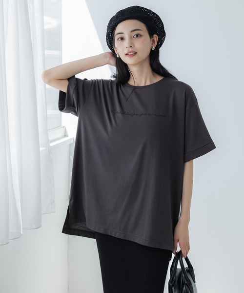 刺繍ロゴサイドスリットTシャツ（Tシャツ/カットソー）｜coca