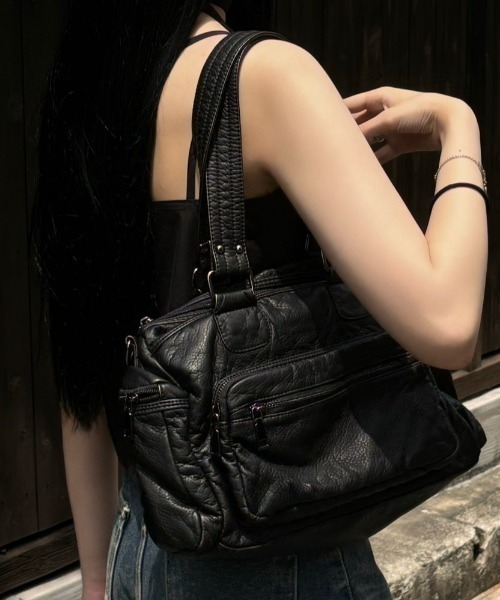 ストリートファッション Chikashitsu + OaKS チカシツプラスオークス mulch pocket vintage bag マルチポケットバッグ カバン ビンテージ風バッグ 大容量バッグ トートバッグ 韓国ファッション 韓国ストリート（トートバッグ）｜Chikashitsu +（チカシツプラス）