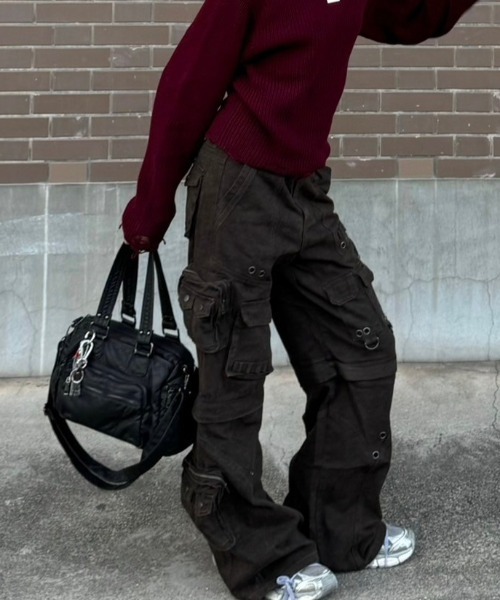 ストリートファッション Chikashitsu + OaKS チカシツプラスオークス mulch pocket vintage bag マルチポケットバッグ カバン ビンテージ風バッグ 大容量バッグ トートバッグ 韓国ファッション 韓国ストリート（トートバッグ）｜Chikashitsu +（チカシツプラス）