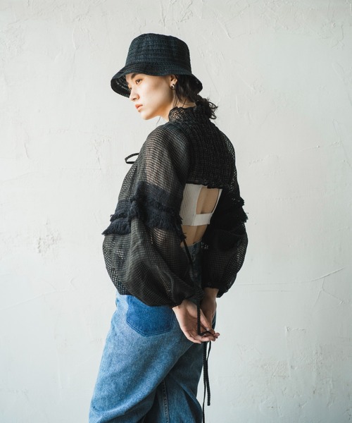 ORIENT MILLINERY（オリエント ミリナリー）の「DUVET【ﾃﾞｭｳﾞｪ】アームボレロ（カーディガン/ボレロ・レディース・ホワイト/ブラック・FREE）」の12枚目の写真