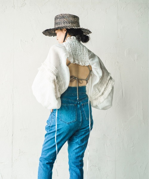 ORIENT MILLINERY（オリエント ミリナリー）の「DUVET【ﾃﾞｭｳﾞｪ】アームボレロ（カーディガン/ボレロ・レディース・ホワイト/ブラック・FREE）」の7枚目の写真