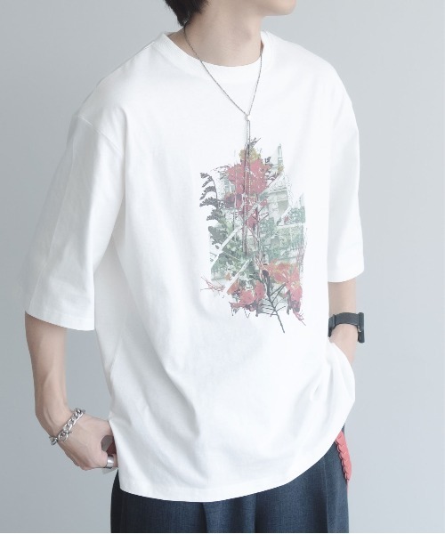 epnok（エプノック）の「フラワープリントTee（Tシャツ/カットソー・メンズ・ホワイト系1/ホワイト系2・SMALL/MEDIUM/LARGE）」の3枚目の写真