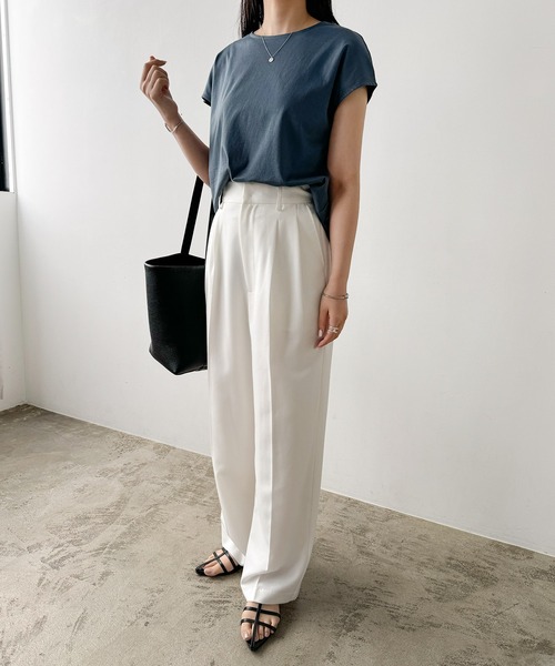 美品　2023ss 23区 フレンチスリーブ サマーニット カットソー ネイビー 美品 2023ss 23区 フレンチスリーブ サマーニット カットソー