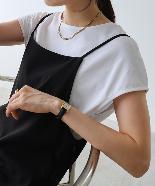 evernavy（エバーネイビー）の「シルケットフレンチスリーブプルオーバー（Tシャツ/カットソー・レディース・グレイッシュブルー/オフホワイト/ブラック/ネイビー・M/L）」の10枚目の写真