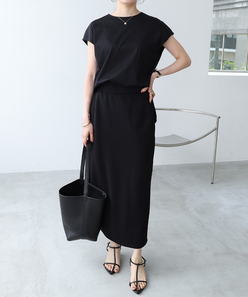 evernavy（エバーネイビー）の「シルケットフレンチスリーブプルオーバー（Tシャツ/カットソー・レディース・グレイッシュブルー/オフホワイト/ブラック/ネイビー・M/L）」の15枚目の写真