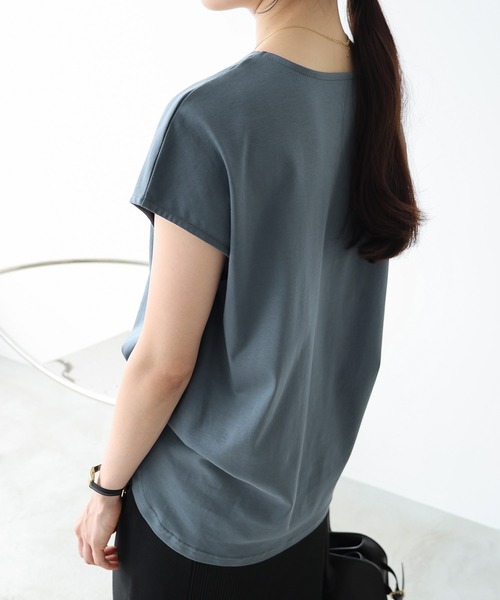 evernavy（エバーネイビー）の「シルケットフレンチスリーブプルオーバー（Tシャツ/カットソー・レディース・グレイッシュブルー/オフホワイト/ブラック/ネイビー・M/L）」の19枚目の写真