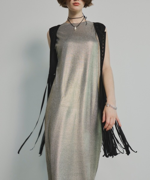 Unitage（ユニテージ）の「メタリックノースリーブシアーOP（ワンピース・レディース・ブラック/ゴールド・FREE）」の18枚目の写真