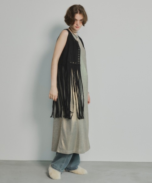 Unitage（ユニテージ）の「メタリックノースリーブシアーOP（ワンピース・レディース・ブラック/ゴールド・FREE）」の14枚目の写真