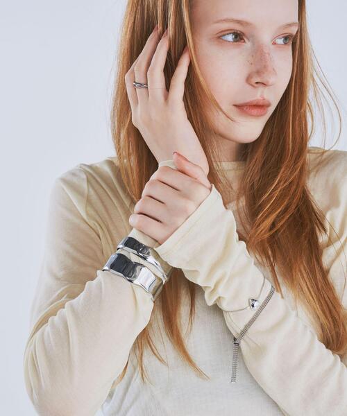 PLUS　OTO.HA　メタルバングル ゴールド]メタルラインワイドバングル