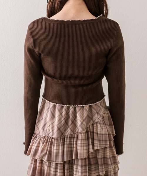 OLIVE des OLIVE（オリーブデオリーブ）の「配色メロウピタカーデ（カーディガン/ボレロ・レディース・ブラウン/ブラック/サックスブルー/オフホワイト・FREE）」の14枚目の写真