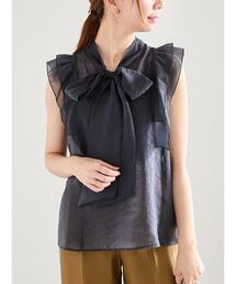 シアーリボンボウタイブラウス