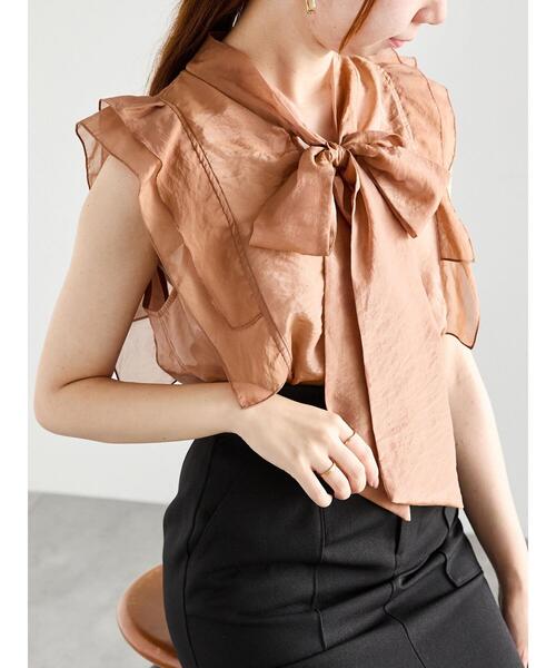 Te chichi（テチチ）の「シアーリボンボウタイブラウス（シャツ/ブラウス・レディース・ブラウン/ネイビー/オフホワイト・F）」の3枚目の写真