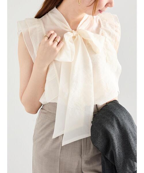 Te chichi（テチチ）の「シアーリボンボウタイブラウス（シャツ/ブラウス・レディース・ブラウン/ネイビー/オフホワイト・F）」の10枚目の写真