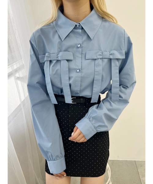 PHILLY（フィリー）の「【PHILLY】ダブルリボンブラウス（シャツ/ブラウス・レディース・ブルー/ホワイト/ピンク・FREE）」の2枚目の写真