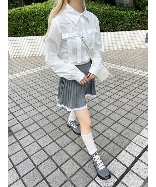 PHILLY（フィリー）の「【PHILLY】ダブルリボンブラウス（シャツ/ブラウス・レディース・ブルー/ホワイト/ピンク・FREE）」の4枚目の写真