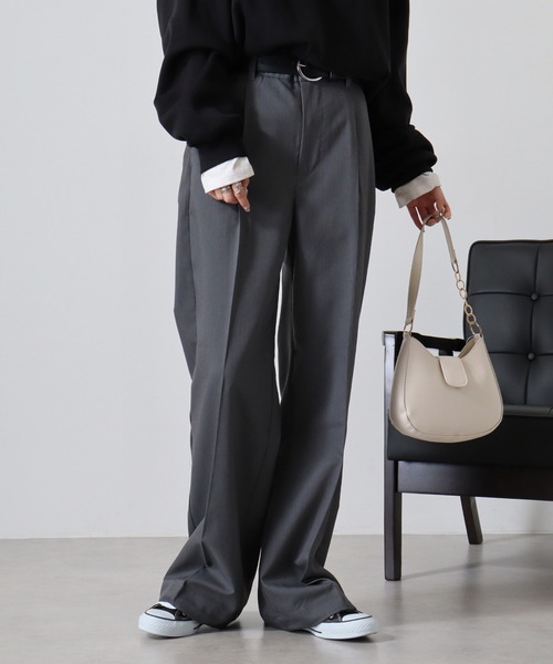 FUNALIVE(ファンアライブ)の「Hem spindle Wide pants / TR裾スピンドルワイドパンツ(その他パンツ・メンズ・ブラック/ブラック系その他/チャコール/ベージュ/ワイン・L/M)」の1枚目の写真