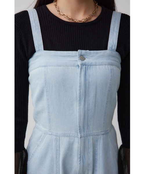 AZUL by moussy（アズールバイマウジー）の「デニムベアワイドオールインワン（つなぎ/オールインワン・レディース・ブルー/ライトブルー・MEDIUM/SMALL）」の8枚目の写真