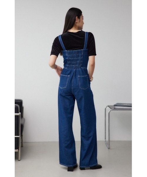 moussy ダークブルー デニムオールインワン セール】デニムベアワイドオールインワン（つなぎ