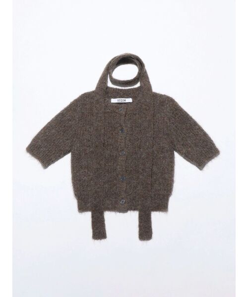 VEQUM（VEQUM）の「【VEQUM】HALF SLEEVE KNIT CD（カーディガン/ボレロ・レディース・ブラウン/グレー/ブラック/ネイビー・FREE）」の4枚目の写真