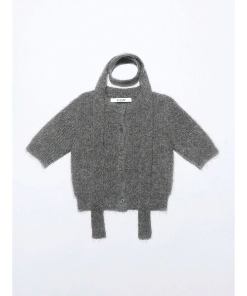 VEQUM（VEQUM）の「【VEQUM】HALF SLEEVE KNIT CD（カーディガン/ボレロ・レディース・ブラウン/グレー/ブラック/ネイビー・FREE）」の3枚目の写真
