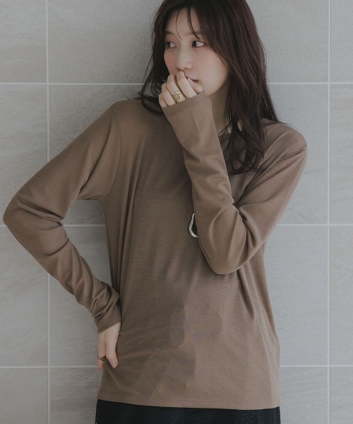 nissen(ニッセン)の「【低身長/高身長サイズ有】スラブシアートップス(Petitjo/slattgir.)(Tシャツ/カットソー・レディース・ブルー系/ブラック/グレー/オフホワイト/ライトグレー/ブラウン/モカ・LL/S/M/L/3L/PSS/PS/PM/PL/T3L/TLL/TL/TM)」の6枚目の写真