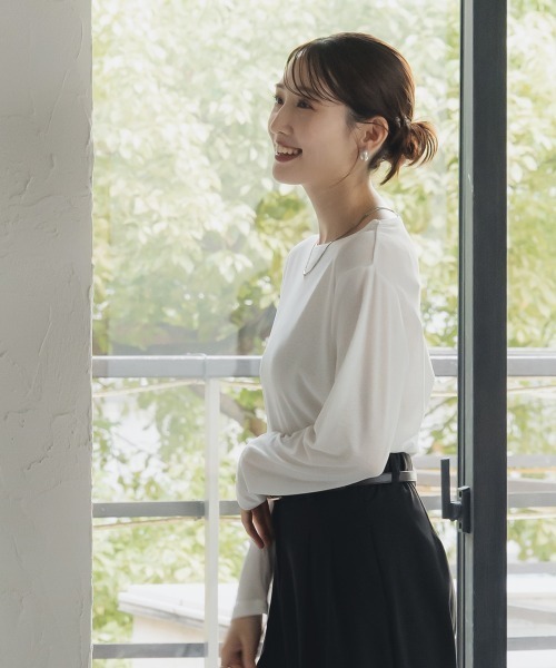 ALYSI 売れ筋商品|||アリジ Tシャツ トップス レディース Tops Beige ALEXIA STAM（アリシアスタン）の「Boat Neck Sheer Cropped