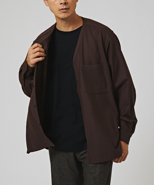 EDIFICE（エディフィス）の「2WAY ストレッチ ウール Vネックシャツ（シャツ/ブラウス・メンズ・ブラック/ネイビー/ブラウン・SMALL/MEDIUM/LARGE）」の14枚目の写真