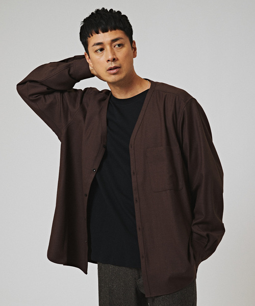 EDIFICE（エディフィス）の「2WAY ストレッチ ウール Vネックシャツ（シャツ/ブラウス・メンズ・ブラック/ネイビー/ブラウン・SMALL/MEDIUM/LARGE）」の15枚目の写真