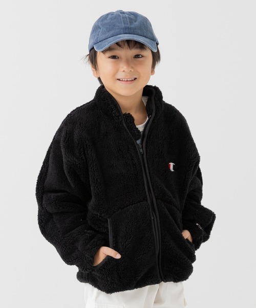 Champion(チャンピオン)の「champion / チャンピオン ボアジャケット(ノーカラージャケット・キッズ・ブラック/ホワイト・80cm/90cm/100cm/110cm/120cm/130cm)」の2枚目の写真