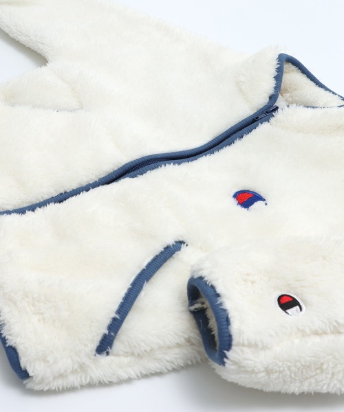Champion(チャンピオン)の「champion / チャンピオン ボアジャケット(ノーカラージャケット・キッズ・ブラック/ホワイト・80cm/90cm/100cm/110cm/120cm/130cm)」の10枚目の写真