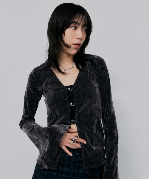 セール】【led.tokyo】ベロアフックカーディガン（カーディガン/ボレロ