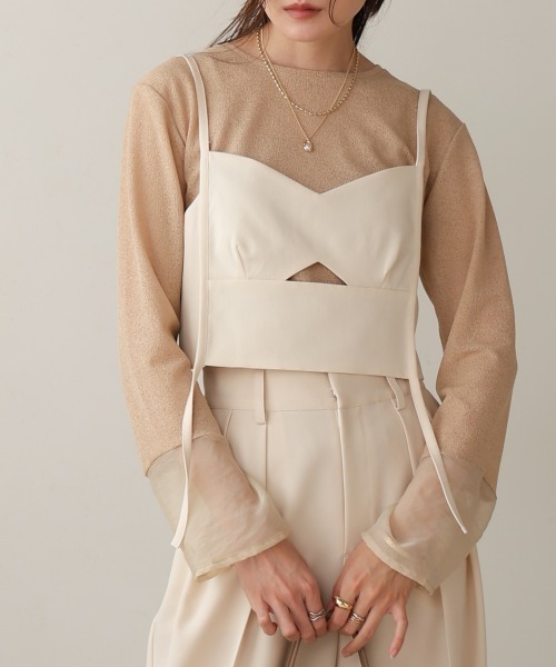 Bab(バブ)の「【nao×Bab】ウェーブラインロープビスチェ(ベスト・レディース・ブラウン/グレー/アイボリー・M)」の14枚目の写真