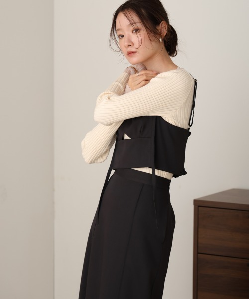 Bab(バブ)の「【nao×Bab】ウェーブラインロープビスチェ(ベスト・レディース・ブラウン/グレー/アイボリー・M)」の19枚目の写真