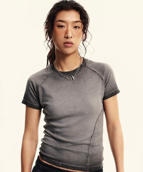 DEFLEXTION（ディフレクション）の「【DEFLEXTION / ディフレクション】Gradation T-shirt / グラデーションTシャツ（Tシャツ/カットソー・レディース・パープル/ブラック・FREE）」の4枚目の写真
