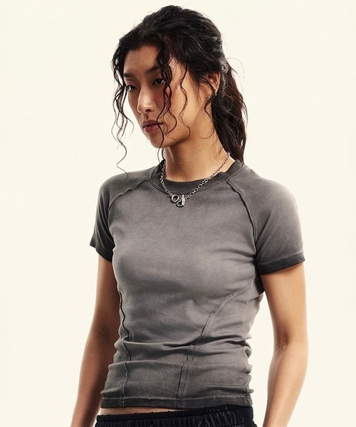 DEFLEXTION（ディフレクション）の「【DEFLEXTION / ディフレクション】Gradation T-shirt / グラデーションTシャツ（Tシャツ/カットソー・レディース・パープル/ブラック・FREE）」の6枚目の写真