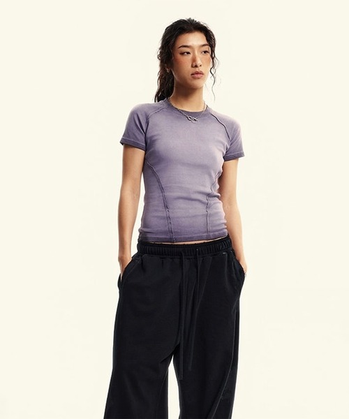 DEFLEXTION（ディフレクション）の「【DEFLEXTION / ディフレクション】Gradation T-shirt / グラデーションTシャツ（Tシャツ/カットソー・レディース・パープル/ブラック・FREE）」の8枚目の写真