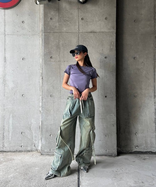 DEFLEXTION（ディフレクション）の「【DEFLEXTION / ディフレクション】Gradation T-shirt / グラデーションTシャツ（Tシャツ/カットソー・レディース・パープル/ブラック・FREE）」の18枚目の写真