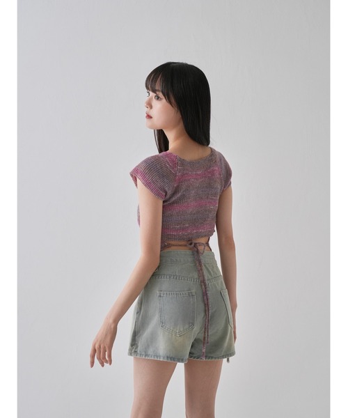 ニット セーター 「ZOZO限定」スクエアネック バックリボン サマーニットトップス レディース ZOZO限定】スクエアネック バックリボン サマーニットトップス