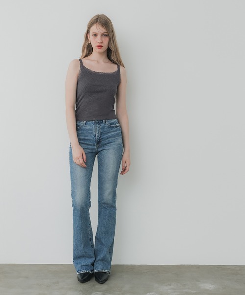 coca（coca）（コカ）の「レースリブキャミソール（キャミソール・レディース・チャコール/ホワイト・M/L/S）」の15枚目の写真