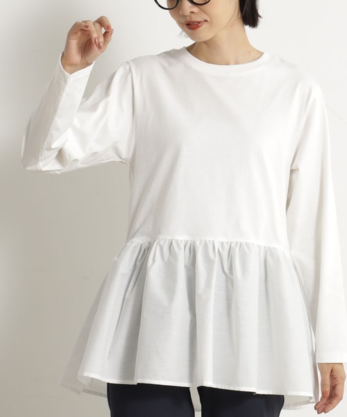 FOUND GOOD（ファウンドグッド）の「フハクキリカエレイヤードロンT（Tシャツ/カットソー・レディース・ホワイト系5/ブラック・M/S/L）」の2枚目の写真