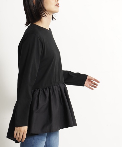 FOUND GOOD（ファウンドグッド）の「フハクキリカエレイヤードロンT（Tシャツ/カットソー・レディース・ホワイト系5/ブラック・M/S/L）」の7枚目の写真